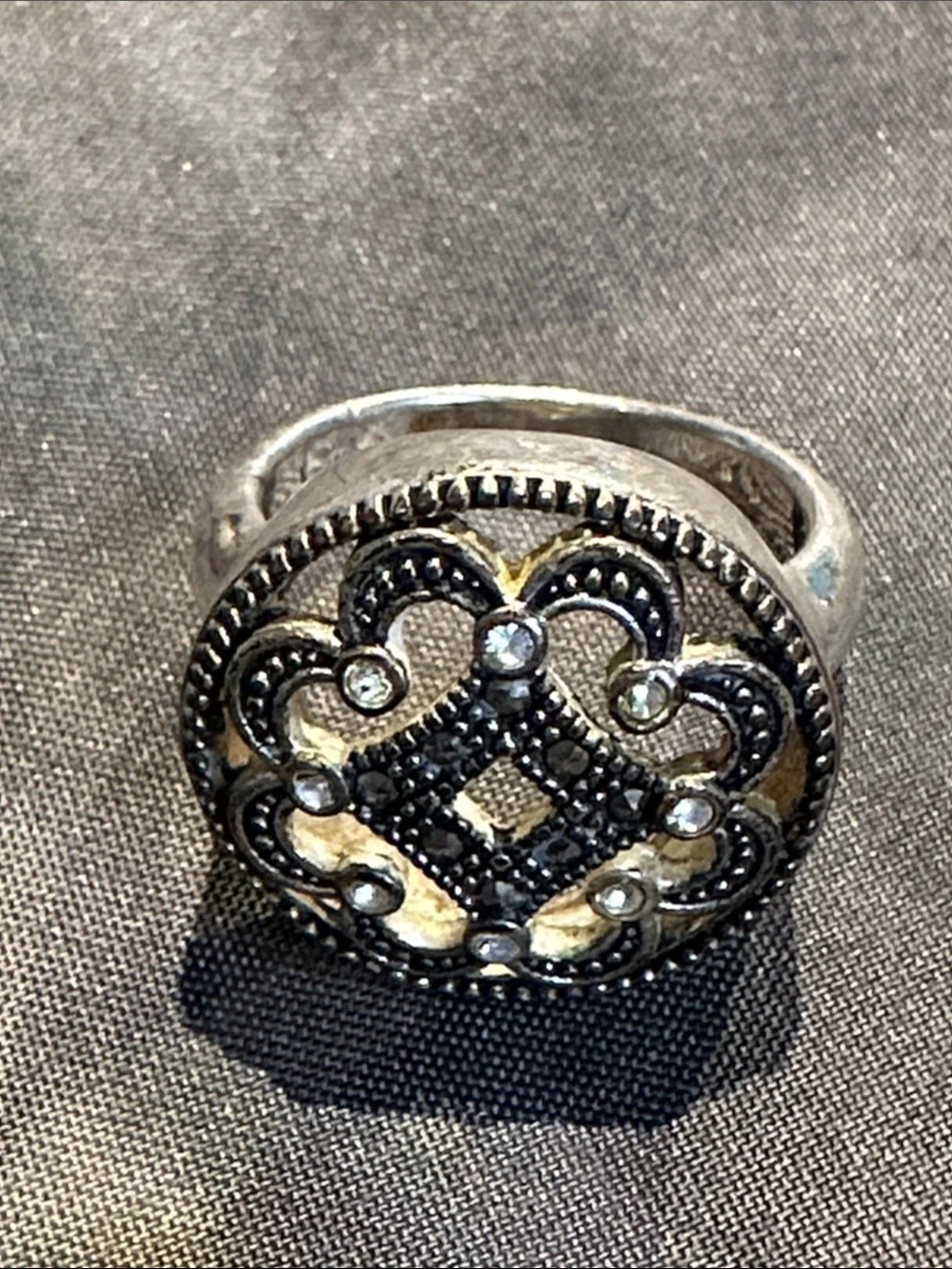 Ornate 925 Silver Filigree Cocktail Ring - Women size 8.5